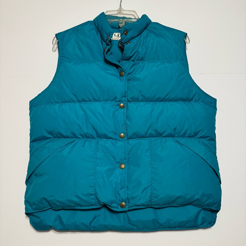 L.L.Bean Teal Goose Down Vintage Puffer Vest, Women’s Size Large